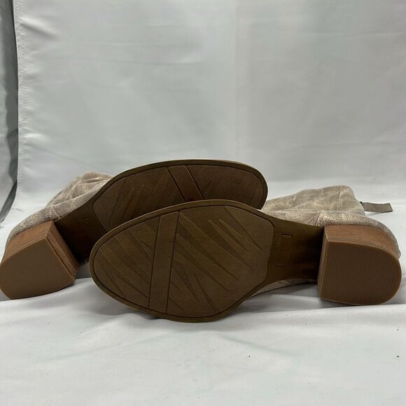 Tan Mid Calf Faux Snake Slouch Very G Heeled Boots - Picture 6 of 9